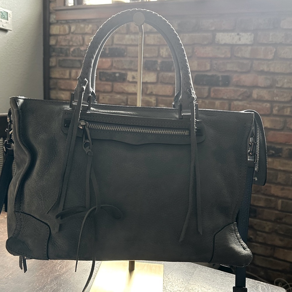 REBECCA MINKOFF Gray Suede Regan Satchel.